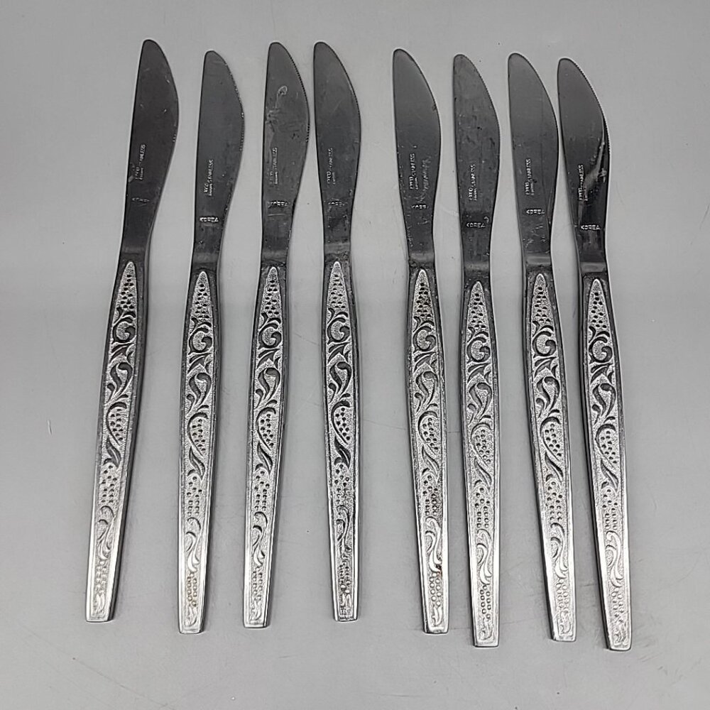 Ekco Eterna Grand Prix Antigua Stainless Steel Flatware butter Knife Set 8 Korea
